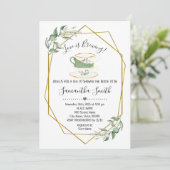 Liefde is het brouwen van thee groen douche uitnod feestdagenkaart (Staand voorkant)