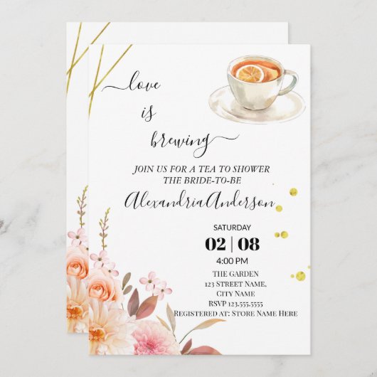 Liefde is het brouwen van Vrijgezellenfeest Floral Kaart (Voorkant / Achterkant)