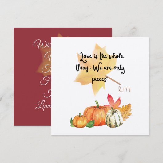 "Liefde is het geheel. Wij zijn slechts stukjes" R Kaart (Voorkant / Achterkant)