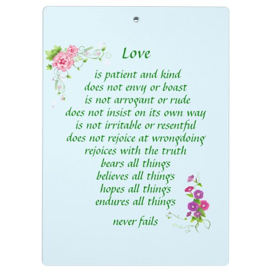 Liefde is het grootst - Klembord (Achterkant)