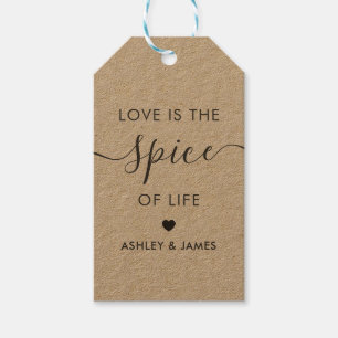 Liefde is het Spice of Life bruiloft Label, Kraft Cadeaulabel