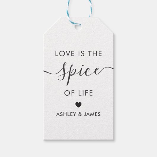 Liefde is het Spice of Life bruiloft Label, Kraft Cadeaulabel (Voorkant)