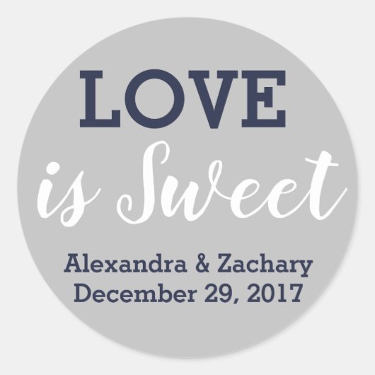 Liefde is het Verloving van de zoete marine Blue S Ronde Sticker (Voorkant)