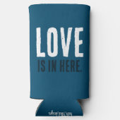 LIEFDE is hier. Grappig citaat. Blauw en wit. (Achterkant)