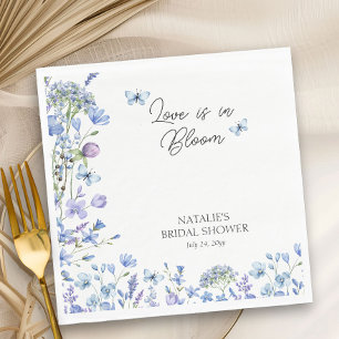 Liefde is in bloei blauwe wilde bloem bruiloft fee servet