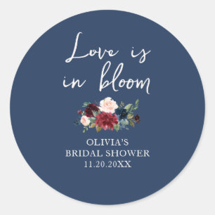 Liefde is in bloei bloemrijke bruids douche ronde sticker