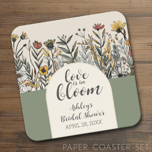 Liefde is in bloei - Boho Bloemen Bruidsbruiloft Vierkante Kartonnen Onderzetter