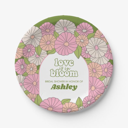 Liefde is in bloei - Boho Bloemen Bruidsjurk Papieren Bordje (Voorkant)