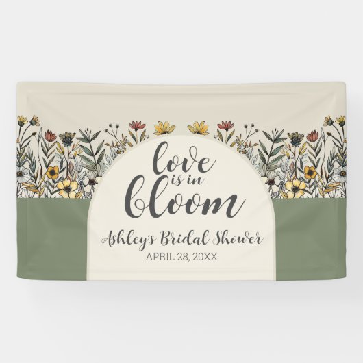 Liefde is in bloei - Boho Bloemen Bruidsmeisjesfee Spandoek (Horizontaal)