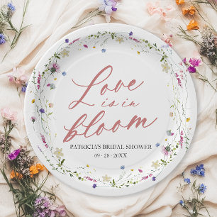Liefde is in bloei Bruidsfeest Wilde Bloemen Papieren Bordje