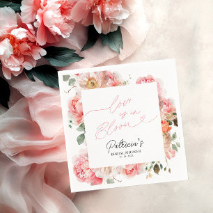 Liefde is in bloei bruidsfeestje blush bloemen servet