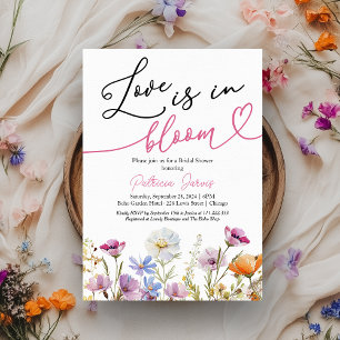 Liefde is in bloei bruidsshower wilde bloemen kaart
