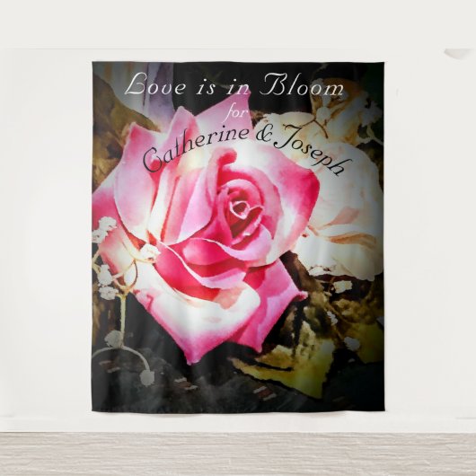 Liefde is in bloei bruiloft achtergrond wandkleed (Voorkant)