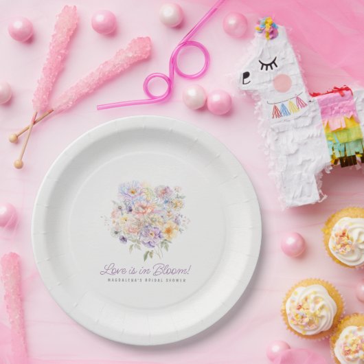 Liefde is in bloei - Bruiloftsshower welkom bloeme Papieren Bordje (Feest)