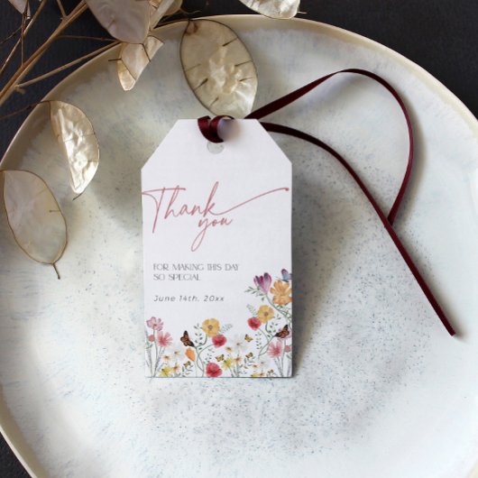 Liefde is in Bloei met Vlinders Bloemen Dank U Cadeaulabel