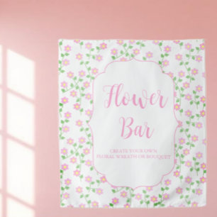 Liefde is in bloei Roze Bruiloft Bloem Bar Wandkleed