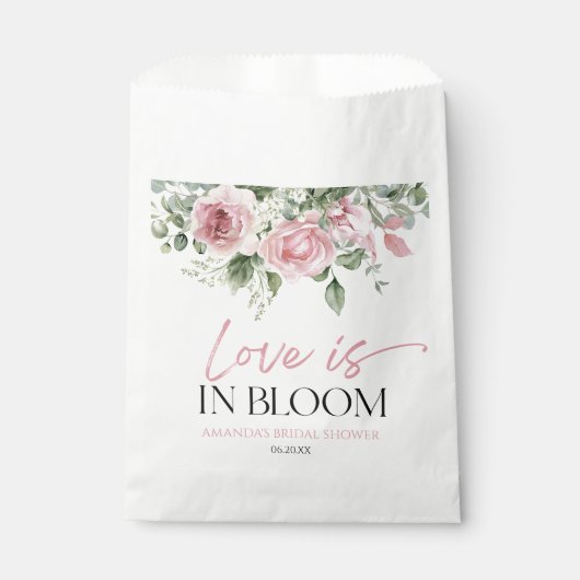 Liefde Is In Bloei Roze Roos Bloemachtige Bruiloft Bedankzakje (Voorkant)