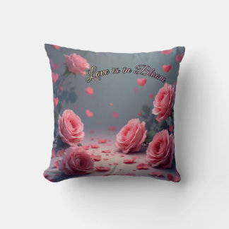 Liefde is in bloei Roze rozen romantische Valentij Kussen