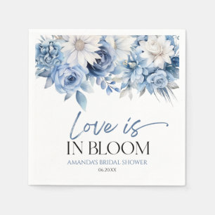 Liefde is in bloei stoffig blauw bloemig Vrijgezel Servet