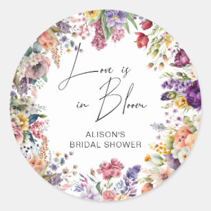 Liefde is in bloei Tuin Bloem Bruiloft Borrel Ronde Sticker