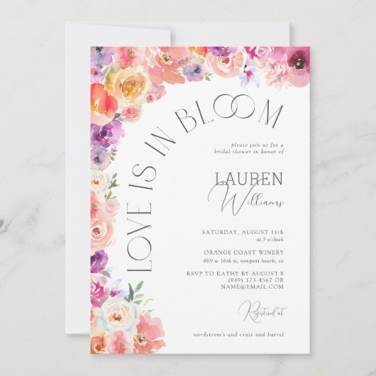 Liefde is in bloei Waterverf Bloemen Vrijgezellenf Kaart (Voorkant)