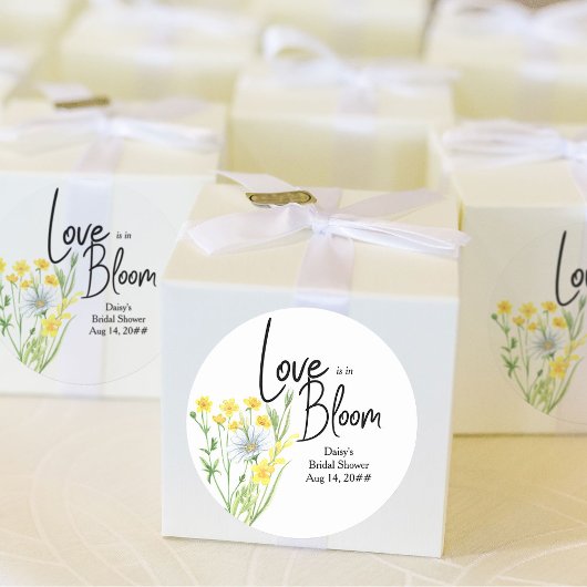 Liefde is in bloei Weide met wilde bloemen Bruids  Ronde Sticker