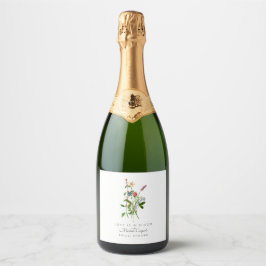 Liefde is in Bloom BoHo Vrijgezellenfeest Sparkling Wijnetiket