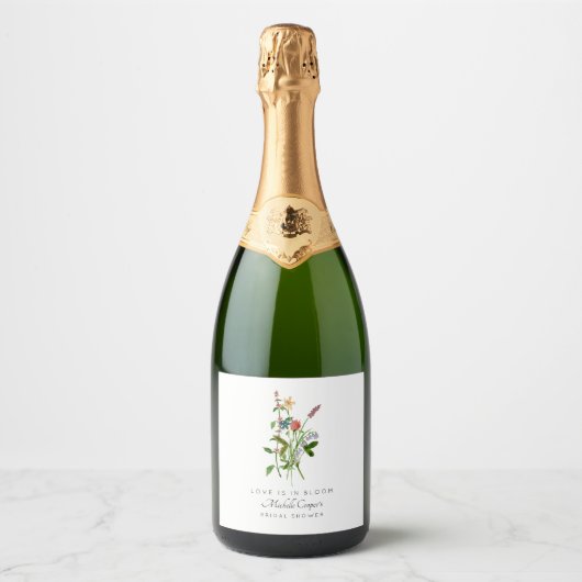 Liefde is in Bloom BoHo Vrijgezellenfeest Sparkling Wijnetiket (Voorkant)