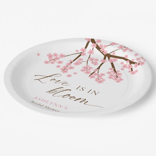 Liefde is in Bloom Cherry Blossoms Vrijgezellenfee Papieren Bordje (Gekanteld)