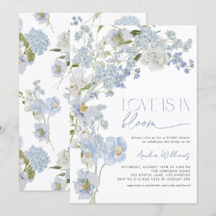 Liefde is in Bloom Dusty Blue Waterverf Bloemen Kaart