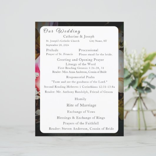 Liefde is in Bloom Nuptial Mass Wedding Program (Staand voorkant)