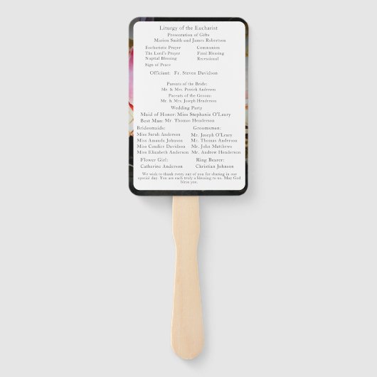 Liefde is in Bloom Nuptial Mass Wedding Program Handwaaier (Achterkant)