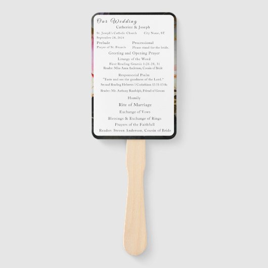 Liefde is in Bloom Nuptial Mass Wedding Program Handwaaier (Voorkant)