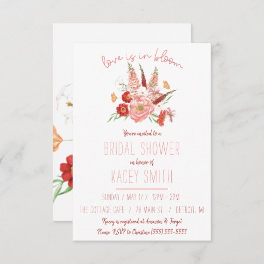 Liefde is in Bloom! Rood en roze Vrijgezellenfeest Kaart (Voorkant / Achterkant)