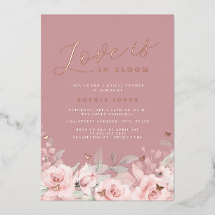 Liefde is in Bloom Roos Gold Blush Vrijgezellenfee Folie Uitnodiging