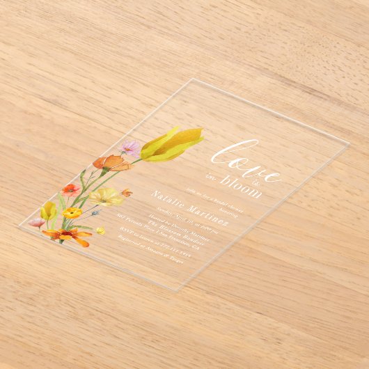 Liefde is in Bloom Spring Wildflower Vrijgezellenf Acryl Uitnodigingen (Laagn)