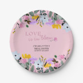 Liefde is in Bloom Wildflower Lawn Bloemenroze Papieren Bordje (Voorkant)