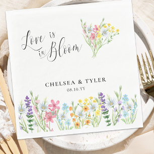 Liefde is in Bloom Wildflower Pastel Floral Weddin Servet