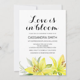 Liefde is in Bloom Yellow Lily Floral Vrijgezellen Kaart