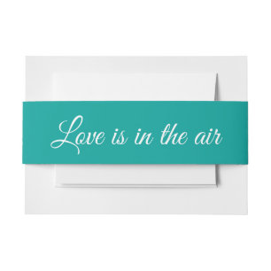 Liefde is in de Lucht Blauw Turquoise Trouwfeest Uitnodigingen Wikkel