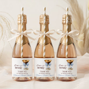 Liefde is in de lucht Blue Bow Coffee Bruidsborrel Sparkling Wijnetiket