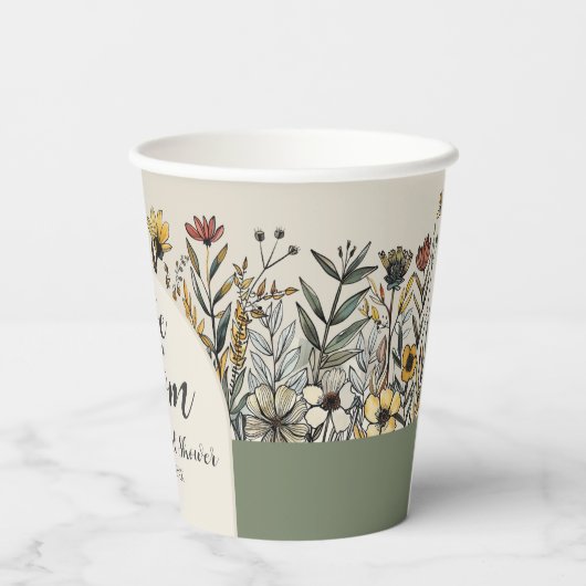 Liefde is in de lucht - Boho Bloemen Bruidsmeisjes Papieren Bekers (Achterkant)