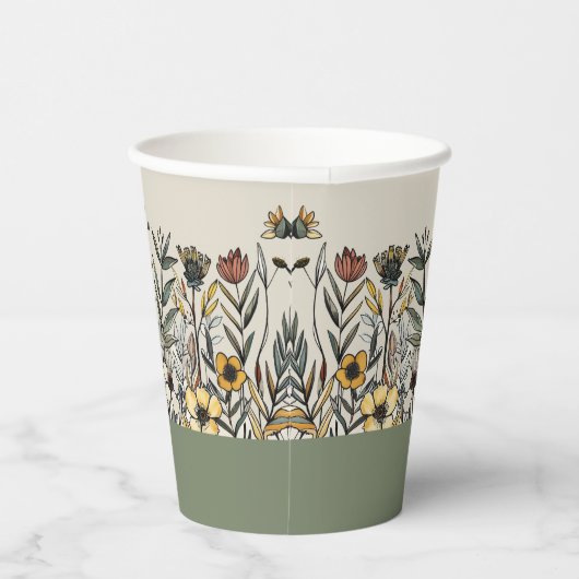 Liefde is in de lucht - Boho Bloemen Bruidsmeisjes Papieren Bekers (Rechts)