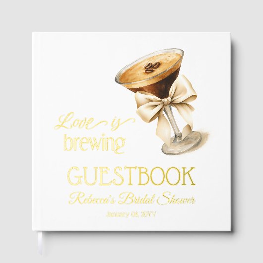 Liefde is in de lucht Bow Espresso Martini Bruidsf Gastenboek (Voorkant)