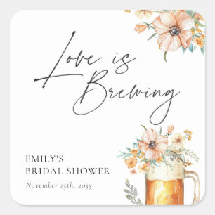 Liefde is in de lucht Bruidsdouche met bloemen Vierkante Sticker