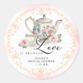 Liefde is in de lucht Bruidsuitje – Vintage Theepa Ronde Sticker (Voorkant)