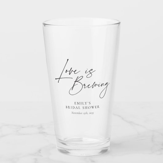 Liefde is in de lucht Bruiloftsfeest met bloemen Glas (Voorkant)