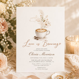 Liefde is in de lucht Coffee Boho Bruiloftsborrel Kaart