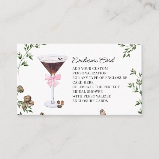 Liefde is in de lucht | Espresso Martini Bruidsfee Informatiekaartje (Voorkant)