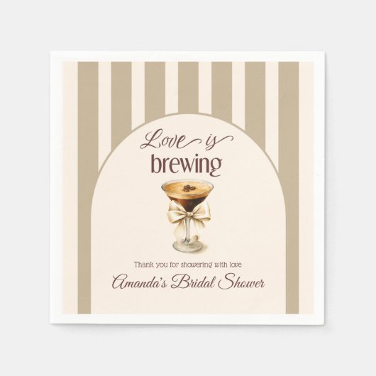 Liefde is in de lucht Espresso Martini Kom Bruidsb Servet (Voorkant)